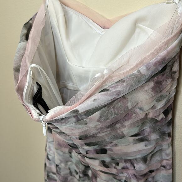 BCBGMaxazria Erika Tulle Tiered Strapless Gown - Watercolor Agate Size S - Picture 7 of 9